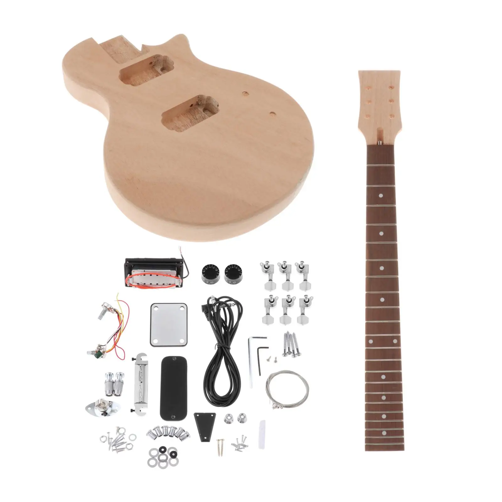 Abarich Unfinished Electric Guitar DIY Kit Set Mahogany Body & Neck Rose Wood Fingerboard 
