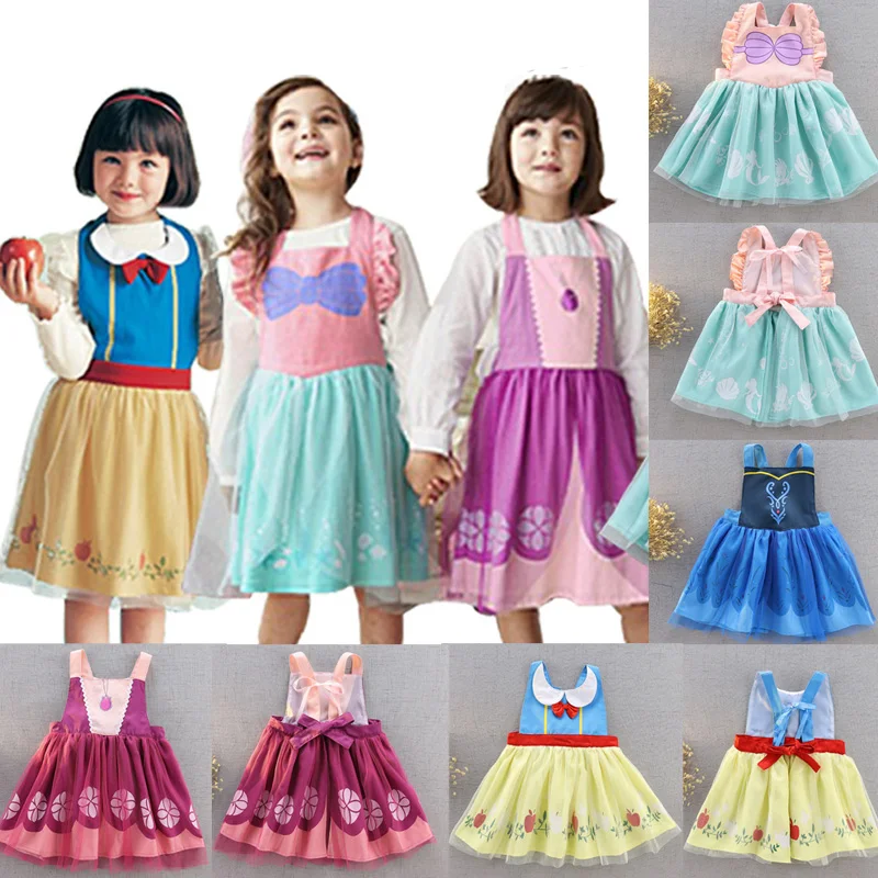 Cute Sofia Elsa Anna Princess Wrap Dress Girl Dining Draw