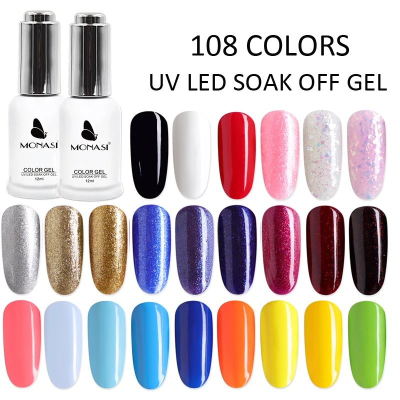 12ML Glitter Gel Nail Polish Soak Off Long Lasting Base and Top Gel Varnish 2019 Top Selling Glitte