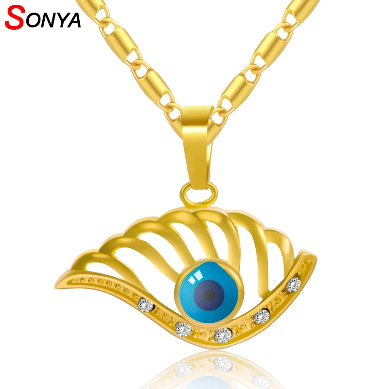 Модное турецкое ожерелье SONYA с кулоном сглаза кристаллами Женские Ювелирные