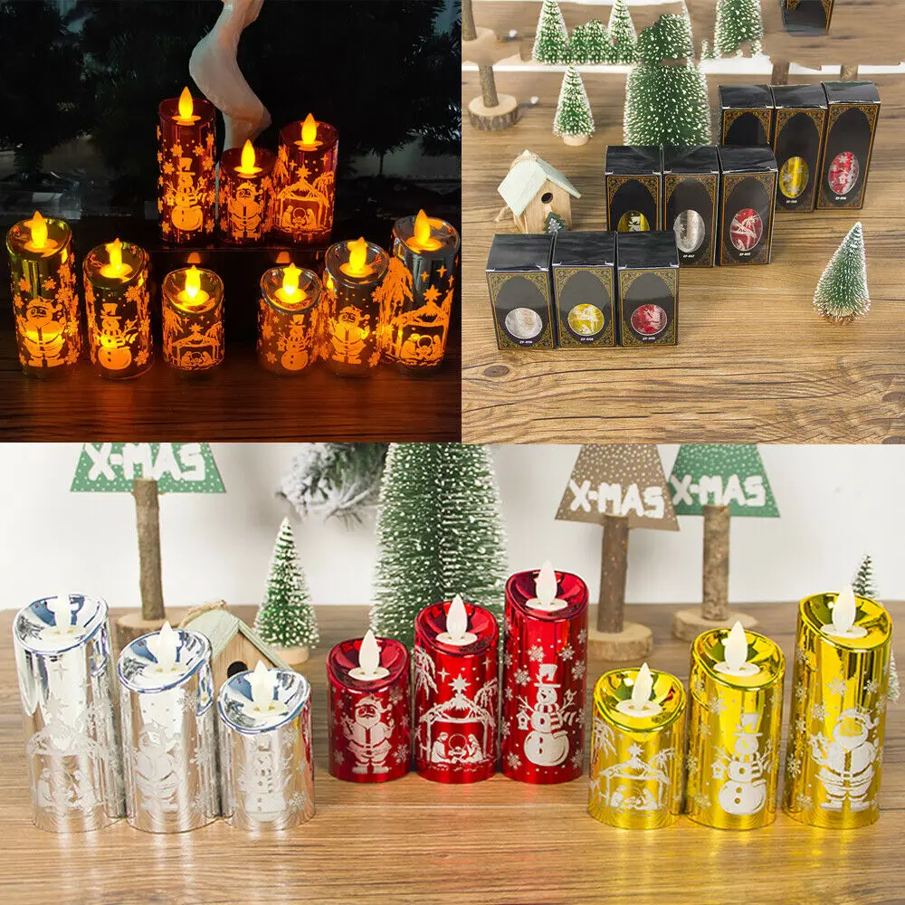 Рождественский светодиодный светильник-Свеча на батарейках для дома, вечерние, свадебные, для дня рождения