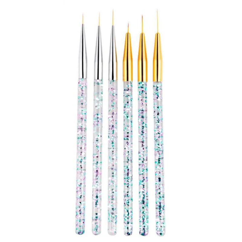 3Pcs Specialty Acrylic French Stripe Nail Art Liner Brush Set 3D Tips Manicure Ultra-thin Line Drawing Pen UV Gel Brushes Tools For nail art pens,nail art brushes,nail brushes,nail art tools,gel nail tools