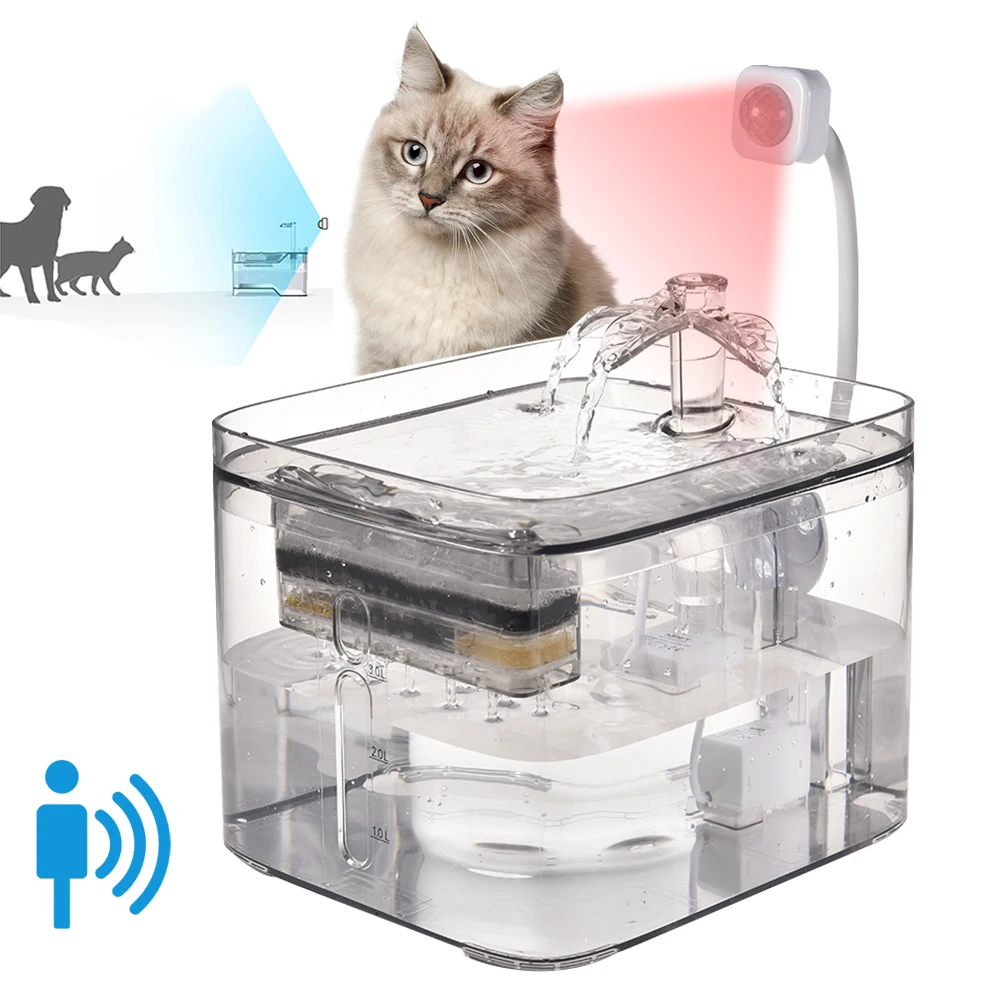 Pet Cat Drinking Fountain Intelligent Infrared Sensor Dog Water Fountain Automatic Circulating Water Pet Water Dispenser Filte