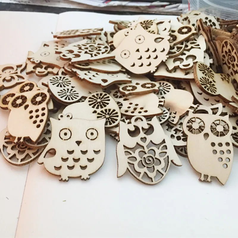 10 Pcs Wooden Embellishment Hollow Cutout Owl Shapes Crafts for Card Making Scrapbooking DIY Wood Art Wedding Decorations