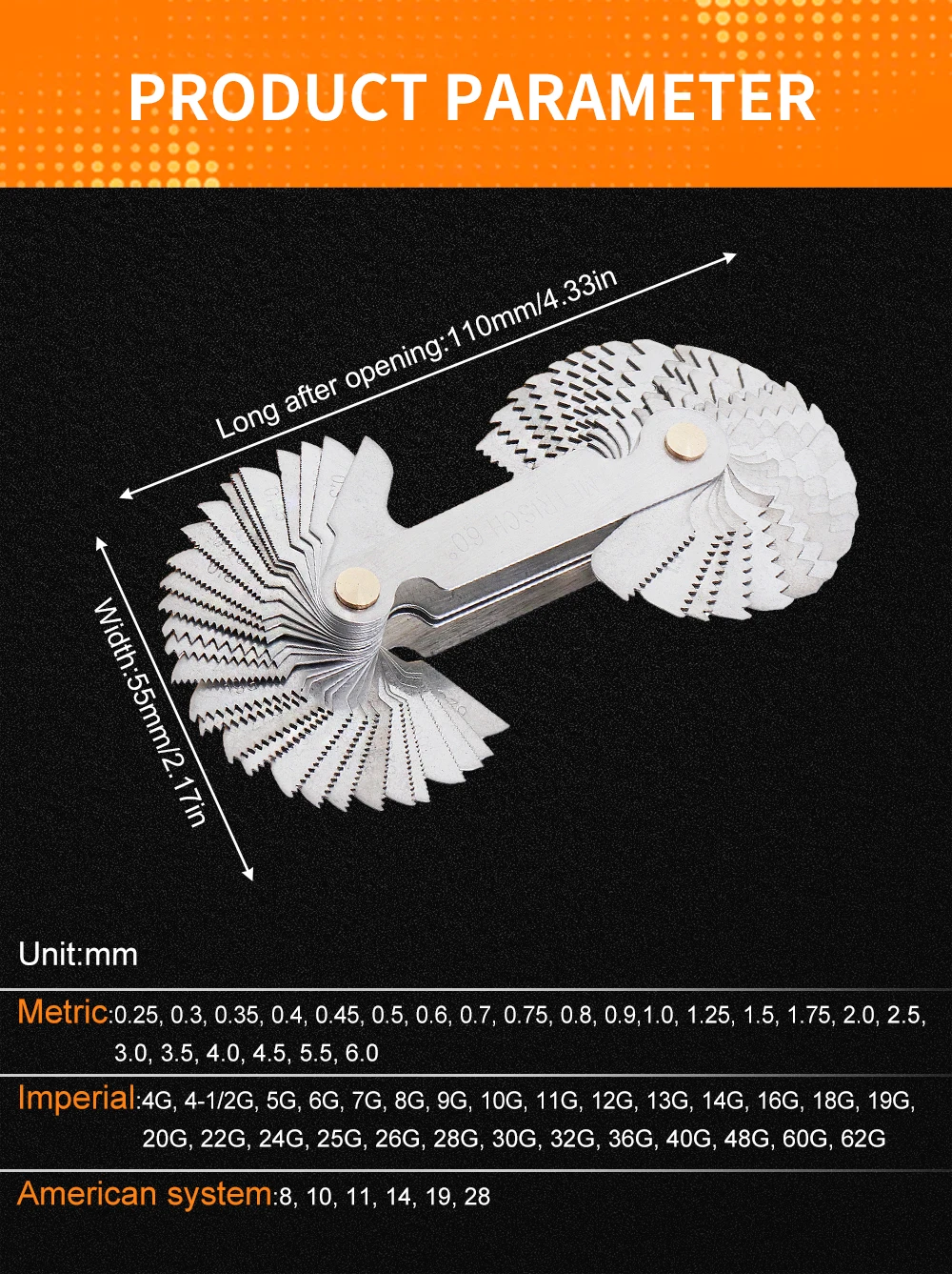 Kit De 20 Jauges De Filetage Métrique 60° – Outils De Mesure Précise De 0,5 à 7,0 Mm