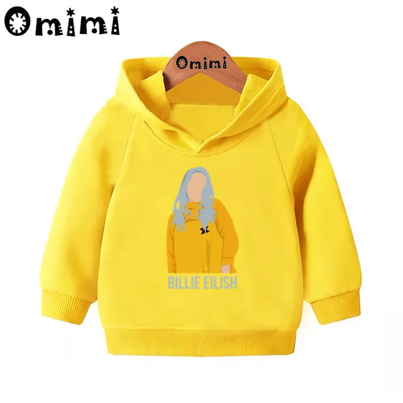 Tanie Dzieci Billie Eilish nadruk bluzy dziecięce bluzy z kapturem dla dzieci pulowerowe topy małe dziewczynki chłopcy jesienne ubrania, KMT4569