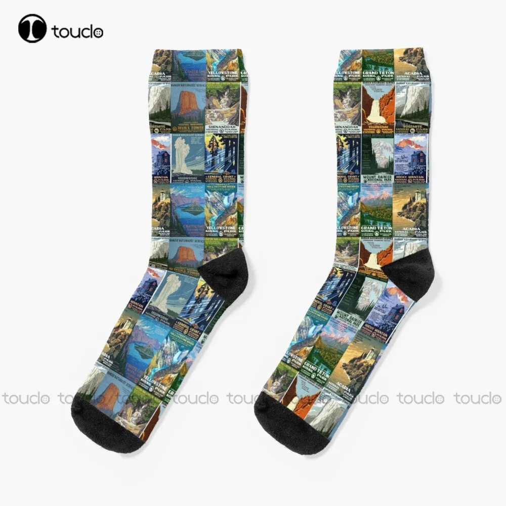 

Vintage National Parks Posters Socks Work Socks For Men Christmas New Year Thanksgiving Day Gift Unisex Adult Teen Youth Socks