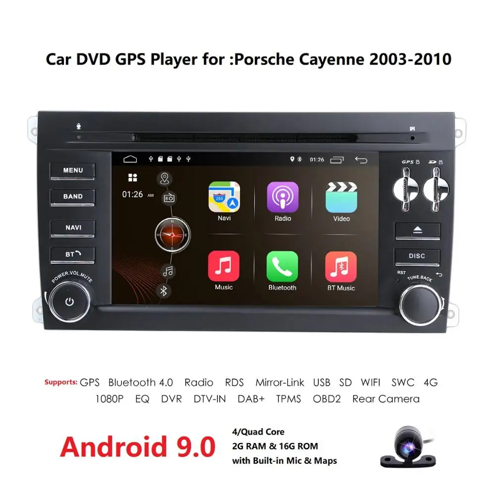 Best Android 9.0 Car DVD Multimedia Player For Porsche Cayenne 2003 2004 2005 2006 2007 2008 2009 2010 GPS Navigation Radio Head Unit 0