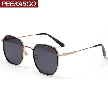 

Peekaboo retro square frame sunglasses for women uv400 small metal sun glasses for men gold black clear lens gift accessories