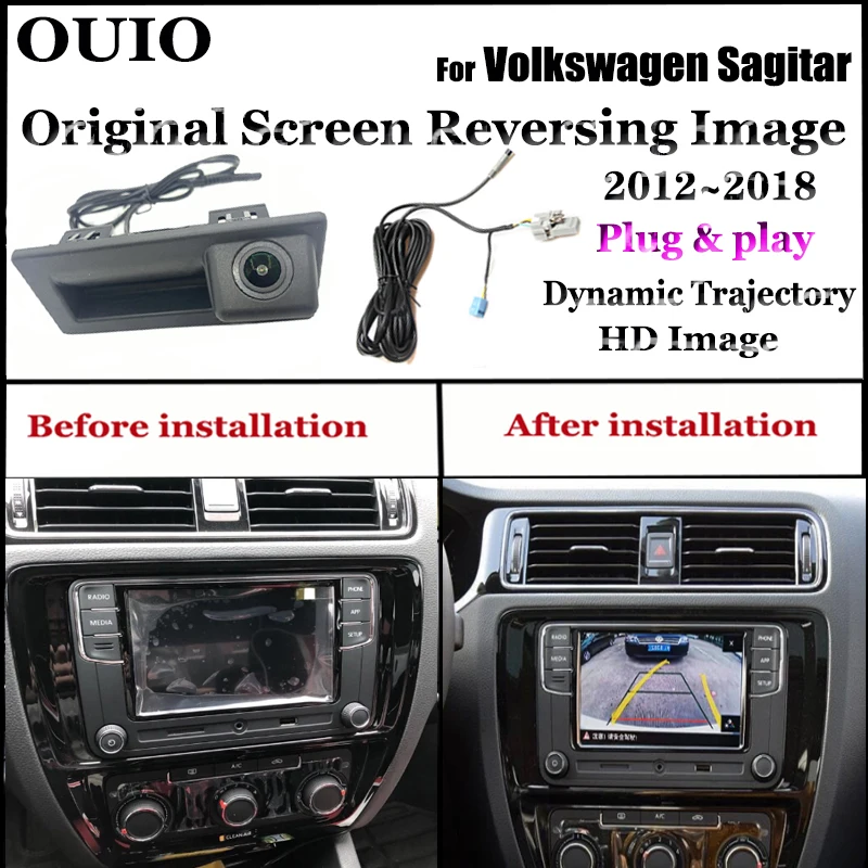 PROD 1005001642854212 Original Screen Plug & Play For Volkswagen
Sagitar 2012 ~ 2018 OEM Car Trunk Handle Camera HD Parking Reversing
Rear camera