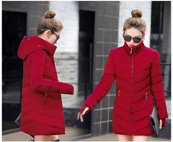 

womens winter jackets and coats Parkas for women 4 Colors Wadded Jackets warm Outwear With a Hood Large Faux Fur Collar
