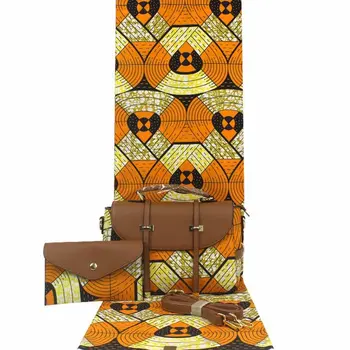 

High quality african wax bags set with 6yards Ankara wax prints fabric Ankara Nigerian cotton fabric for women