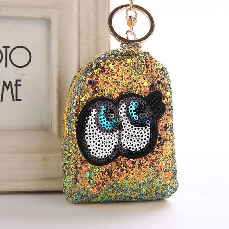 

Key Chain Mini Backpack Cute Bag Car Decoration Key Ring Sequins Pendant Glitter DXAA