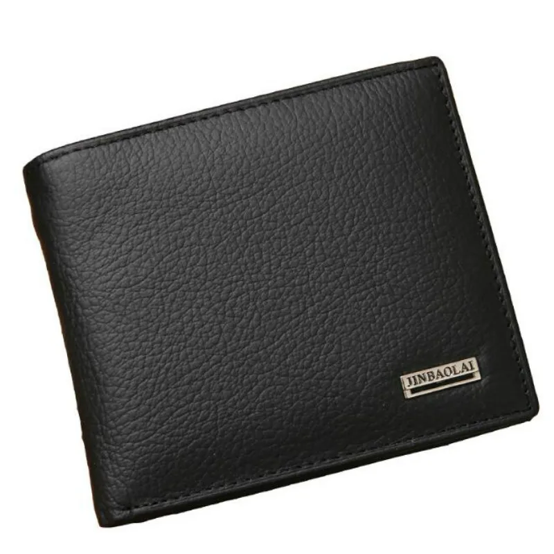 

100% Genuine Leather Mens Wallet Premium Product Real Cowhide Wallets for Man Short Black Walet Portefeuille Homme Short Purses