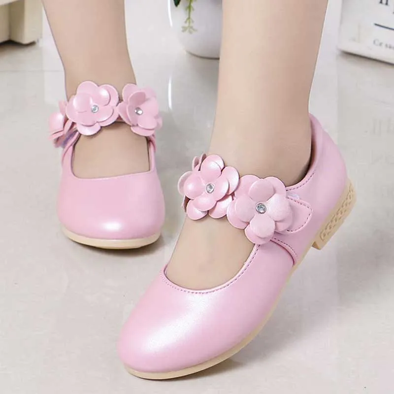 Flower Girls' Pink White Gold Leather Shoes For Children Girls Latin Dance Princess Wedding Party Shoes New 6 8 10 12 Years old best leather shoes