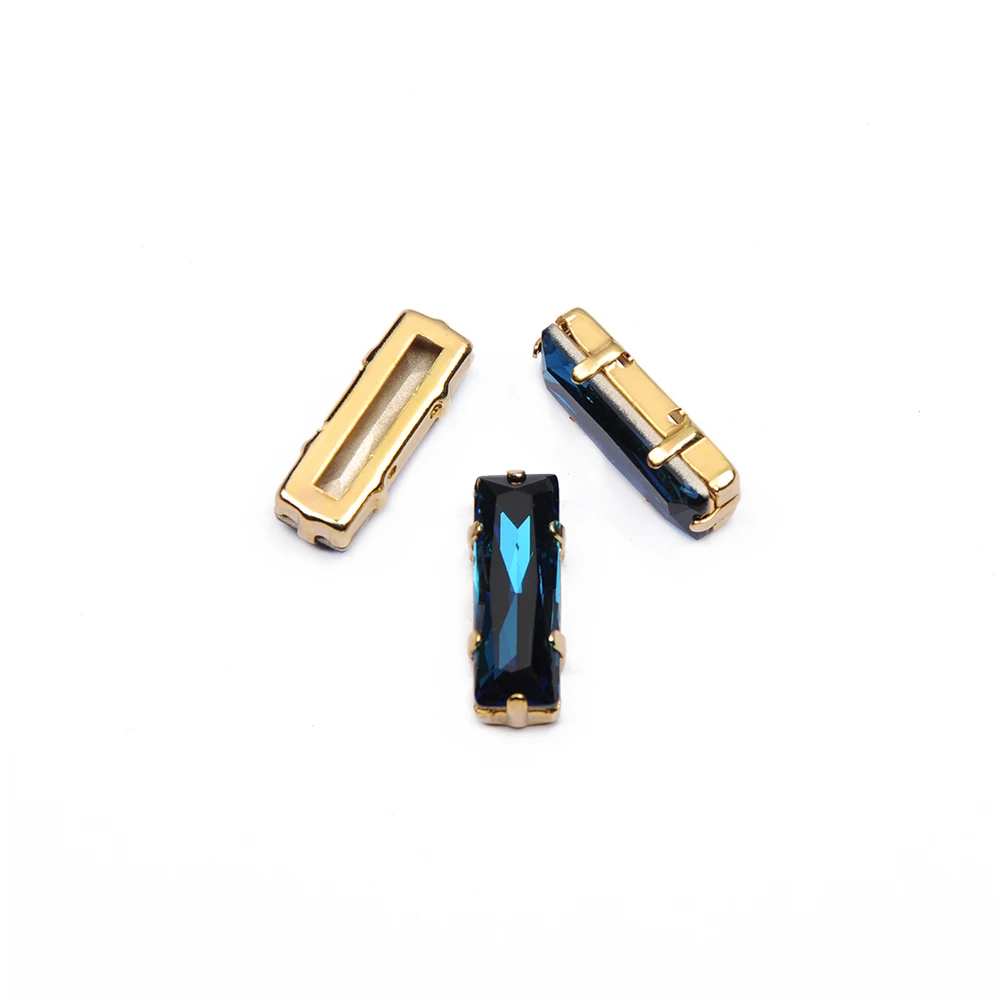 with gold Setting Монтана Стразы модные стразы 4547 Принцесса Багет Кристалл пришить Кристалл с коготь Установка для украшения для одежды - Цвет: with gold Setting