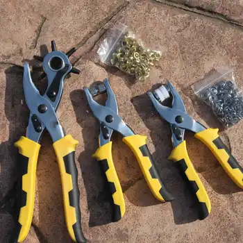 

3pcs/set Grommet Rivets Eyelet Setting Pliers Shoes Leather Leather Hole Punch Belt Snap Button Setter Punch Pliers Set