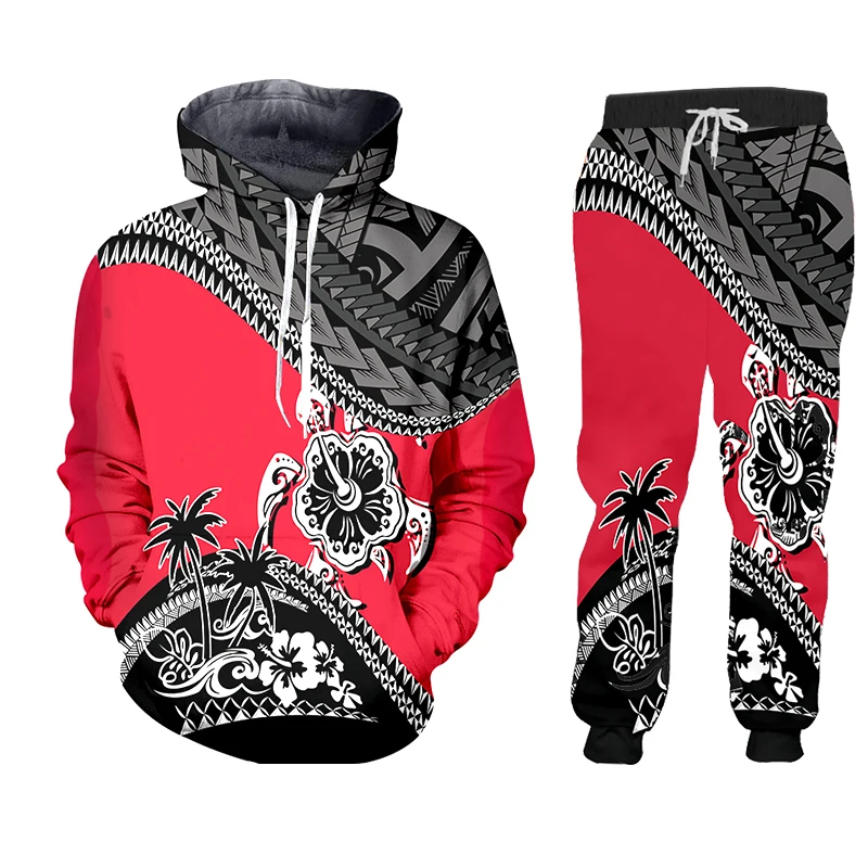 Tahiti Polynesia Men's 3D Print Hoodie Pants Two Sets Pieces Casual Track Suit Men's Sportswear Gym Brand Clothing Sports Suit