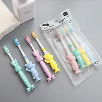 

Kids Toothbrush Cute Cartoon Bear Rabbit Silicone Soft Tooth Brush Anti Slip Portable Teeth Brushes For Children Baby 4pcs/Set