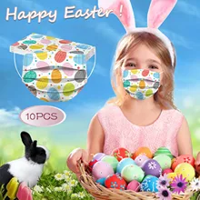 Masque facial jetable de pâques lapin drôle pour enfants, à 3 plis, à boucles auriculaires, de protection, Kawaii, à bandages auriculaires, 10 pièces 