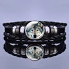 Fashion Men's Women's Punk Bracelet Wolf Glass Cabochon Braided Black Leather Woven Bracelet ► Photo 3/6