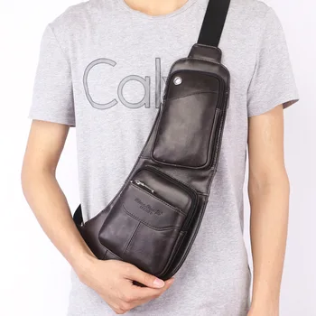 

XiaoDuoLi Brand Genuine Leather Chest Sling Travel Pack Men's Crossbody Shoulder Bag Men Cowhide Messenger Bags For Cell Phone