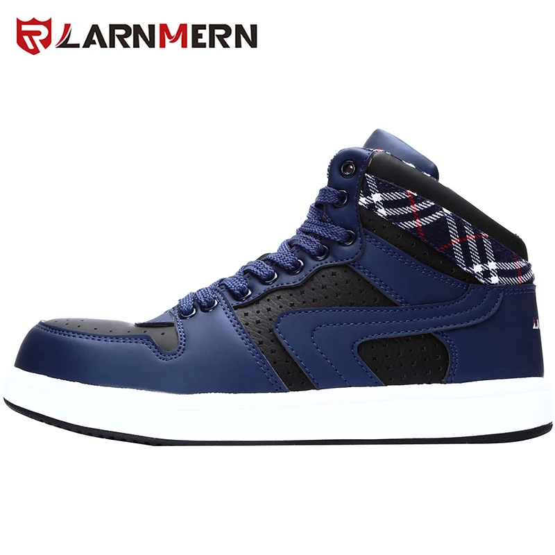 L9095-BLUE LARNMERN/Мужская Рабочая защитная обувь со стальным носком; легкая дышащая Нескользящая защитная обувь - Color: L9095-BLUE