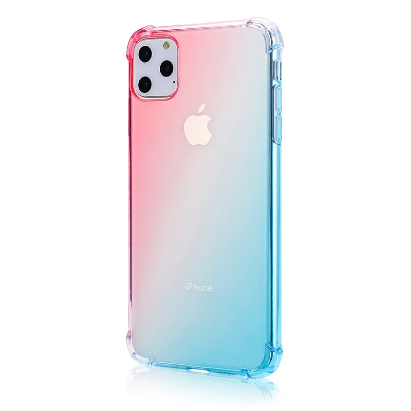 Чехол для iPhone 11 XS 8 прозрачный милый градиентный Тонкий чехол телефона из ТПУ с