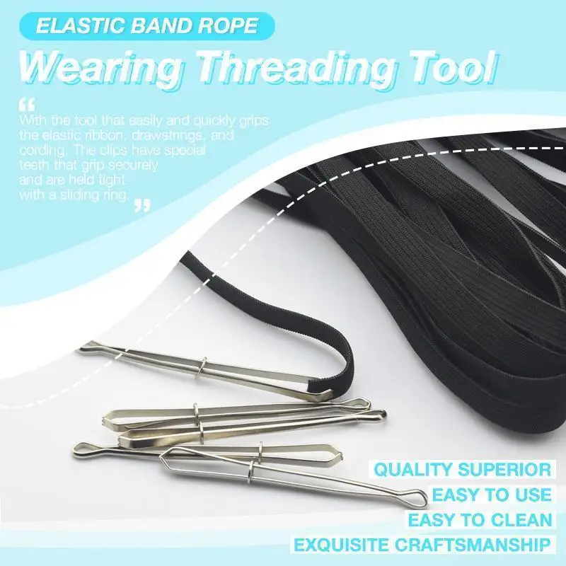 

2pcs Elastic Band Rope Wearing Threading Tool Guide Forward Device Needle Sewing DIY Apparel Sewing Utility Use Tools