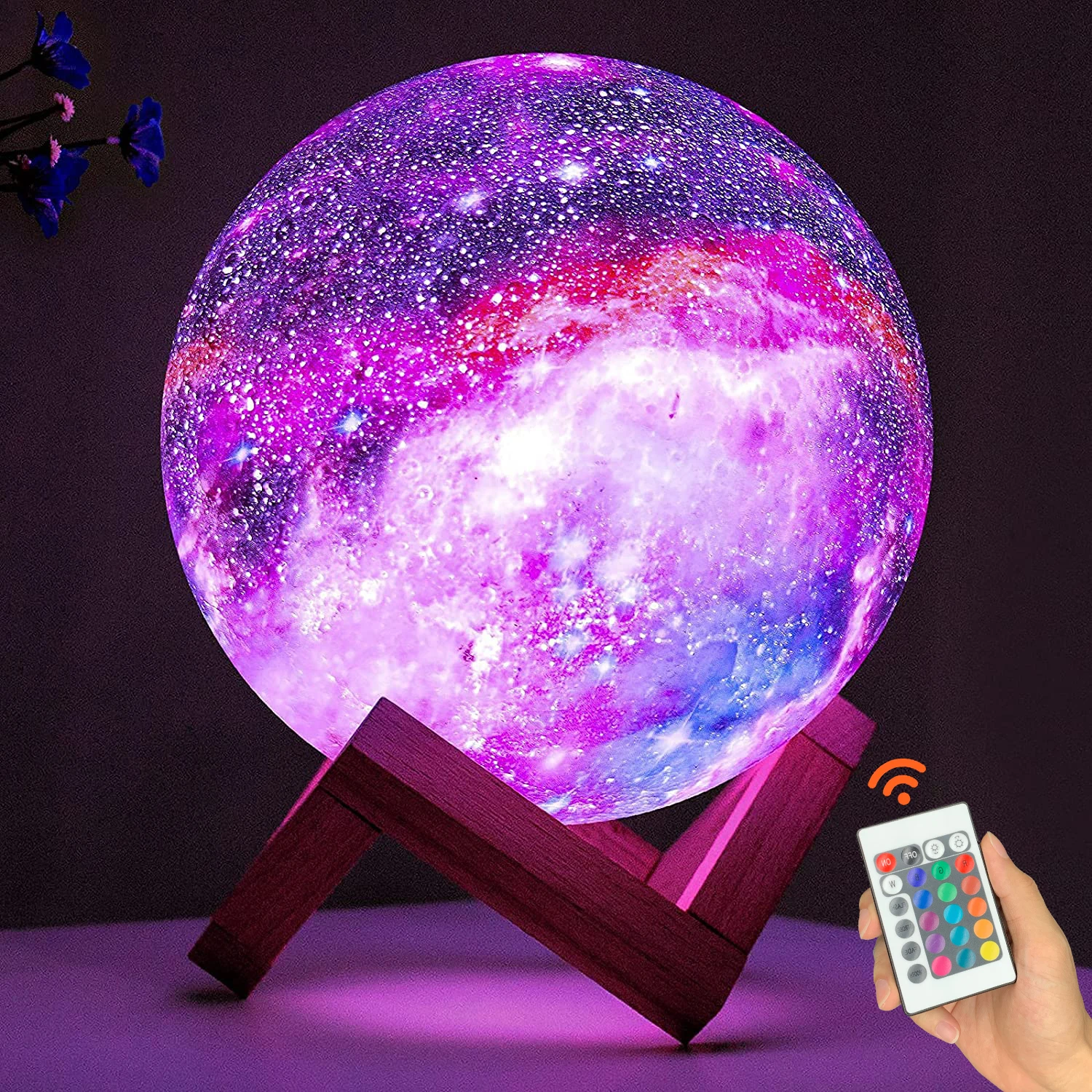 Mond Lampe Kinder Nacht Licht Galaxy Lampe 16 Farben LED 3D Sterne Mond