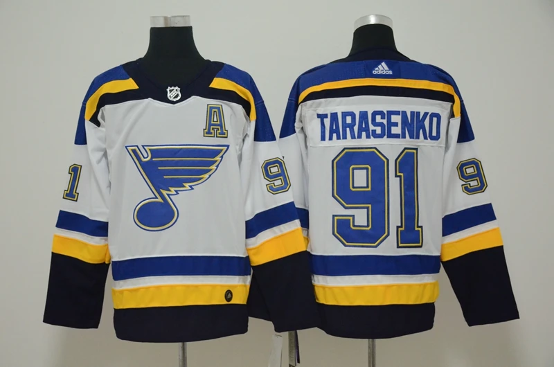 Черный Топ А+++ прошитая Св. Луи Мужская футболка для взрослых 91 Vladimir Tarasenko - Цвет: Черный