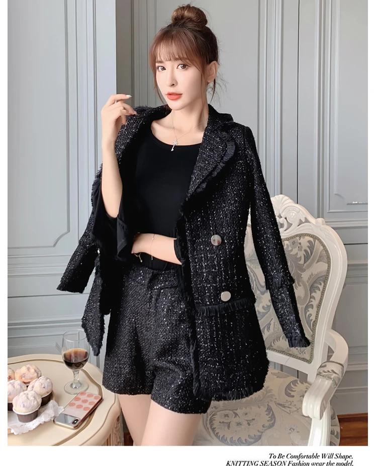 Высококачественное Роскошное дизайнерское черное твидовое пальто для подиума Женская осенне-зимняя куртка элегантная верхняя одежда женские пальто и куртка