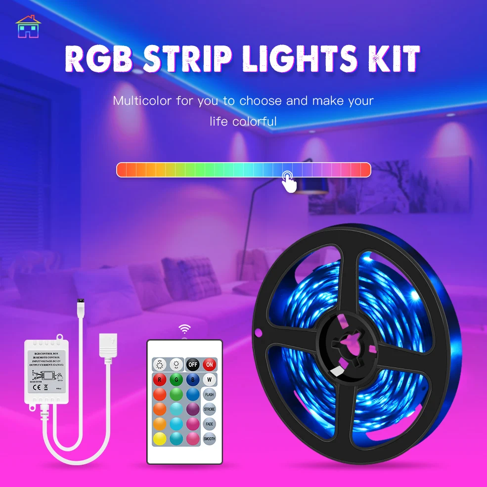 Светодиодная лента светильник 5 м 10 15 20 RGB светодиодная Диодная 5050 2835 гибкая