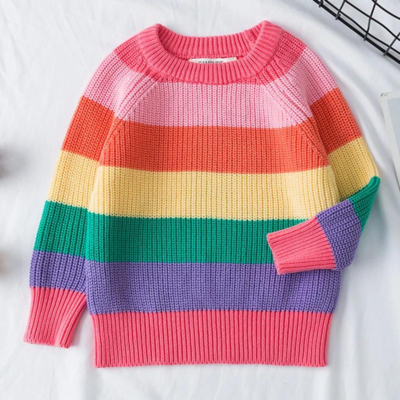 Baby Boys Girls Stripe Knitted Tops Sweater Outfits Christmas Winter Thick Knitted Clothes