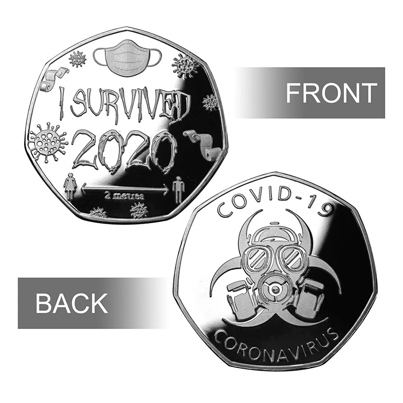 Monedas de calaveras conmemorativas para eventos, insignia de arte de la moneda conmemorativa, he superado 2020 monedas para amigos, familiares regalos creativos, 2020