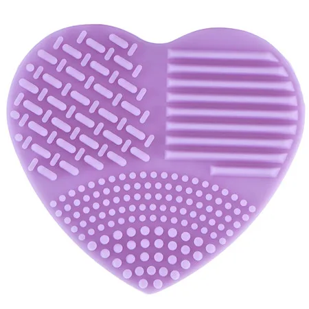 Purple Красочный в форме сердца Чистый Макияж Кисти для мытья кисти кремнезема перчатки скруббер доска косметические очищающие средства для макияжа Кисти - Handle Color: Purple