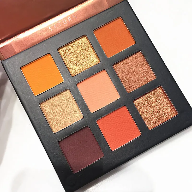 9 Color Shimmer Pigmented Eye Shadow Palette Make Up Makeup Eyeshadow Pallete Brushes |