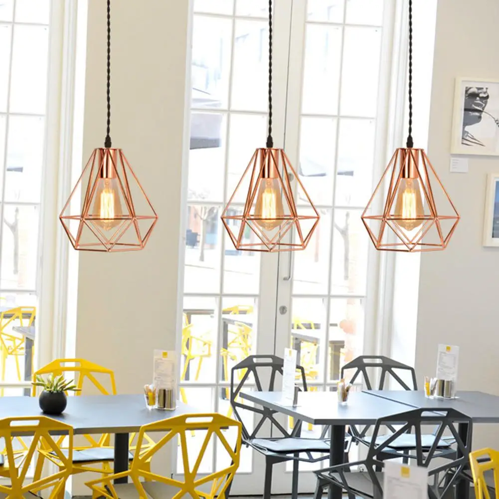 Modern Industrial Vintage Pendant Light Cage Iron Art Ceiling Light Lampshade for Bar Coffee House Bedroom Living Room