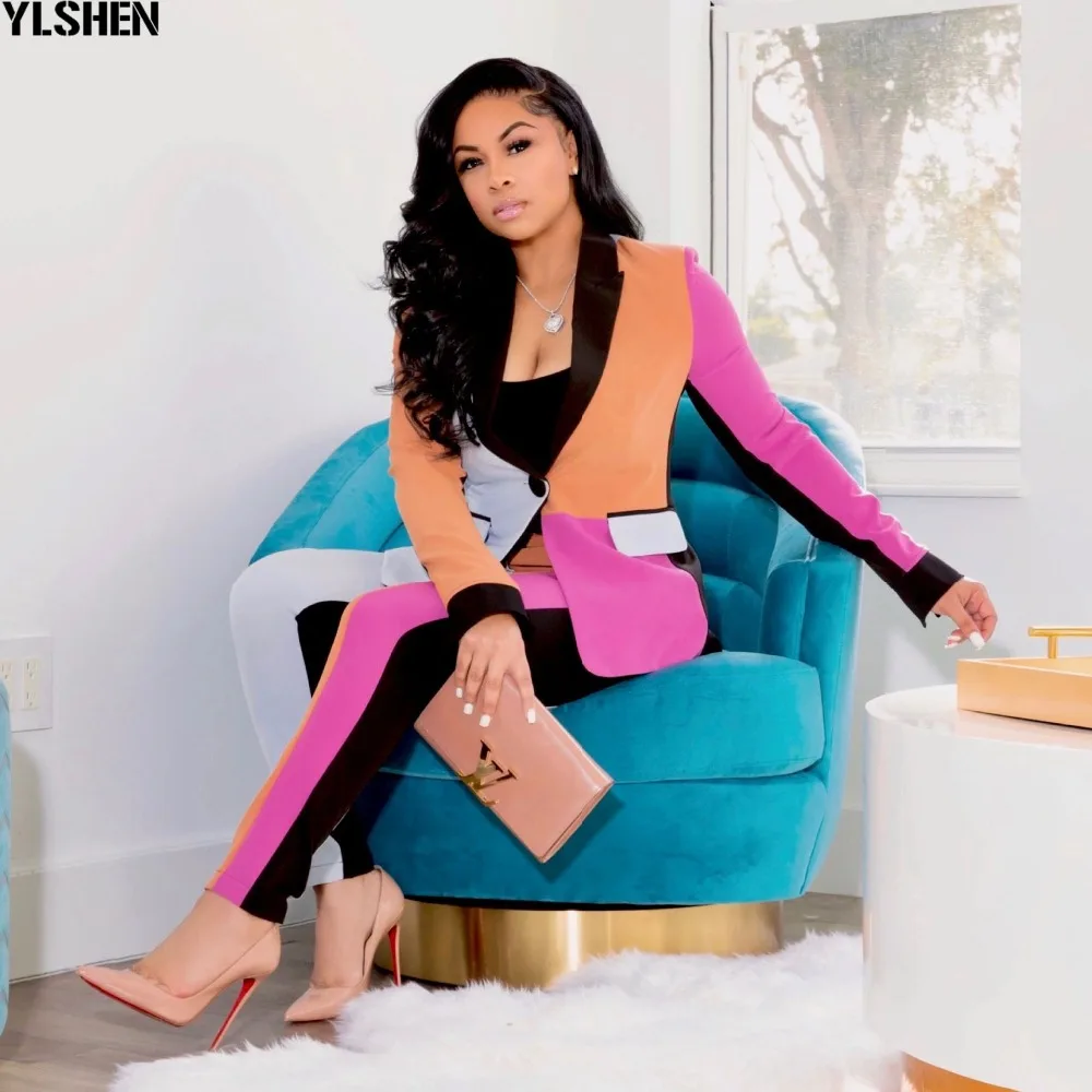 African Women Sets Print Long Sleeve Blazer Jacket Pants Suits Office Lady Elegant 2 Piece Set Business Outfits Africa Clothing 08