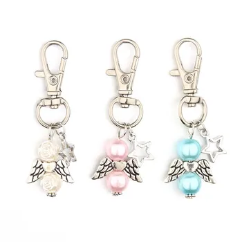 

Baby Shower Gifts, Antique Mini Angle with Star Pendant Key Chain for Guest Rustic Wedding Decorations Favors Souvenir Keychain