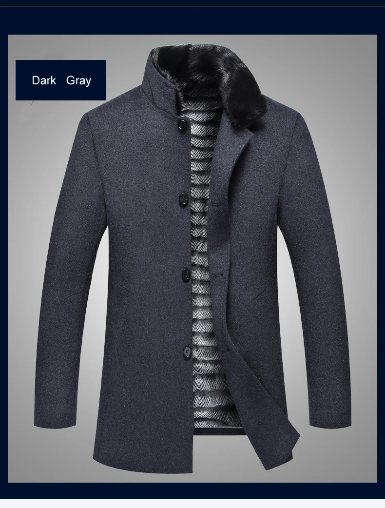 Winter New Wool Lining Menteau Hiver Homme High Quality Natural Fur Collar Winter Coat For Men