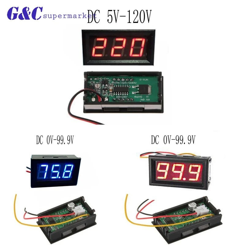 

0.56 inch 0-100V LED digital voltmeter ammeter automobile and motorcycle voltmeter voltage detector tester monitoring panel