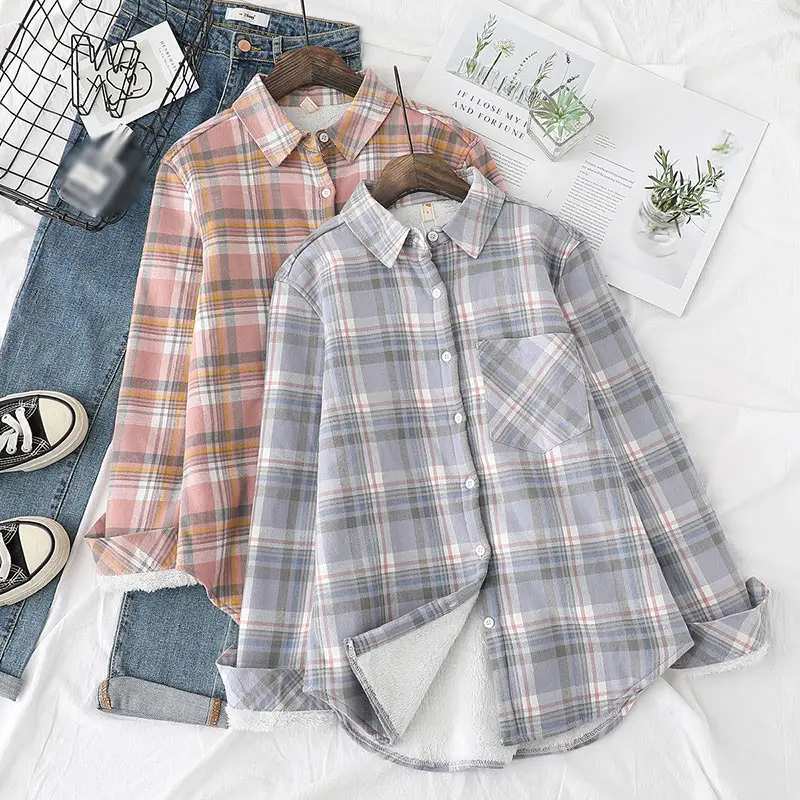 Feminine Tops Shirts Checked Shirt 
