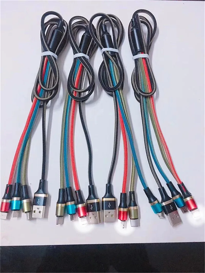 Позолоченный usb-кабель 3 в 1 для мобильного телефона Micro USB type C, зарядный кабель для iPhone XR XS Max X huawei, шнур для быстрой зарядки данных
