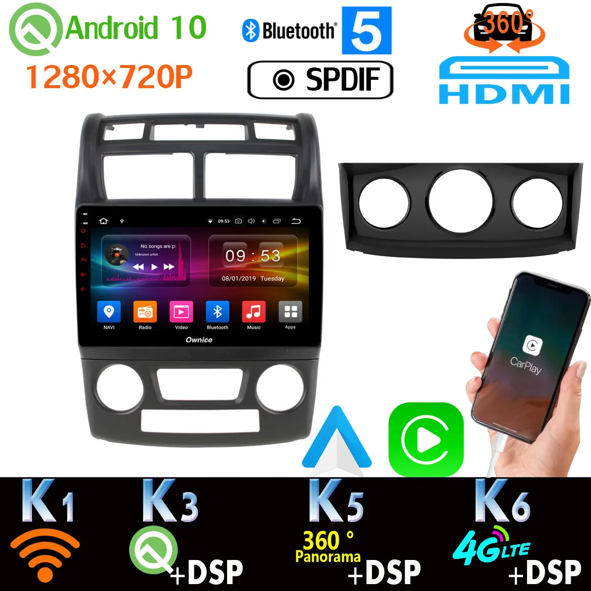 1280*720P Android 9. 0 PX6 4 + 64G фотокамера для Kia Sportage 2 JE KM 10 0-2007 2013 панорамная камера HDMI CarPlay DSP