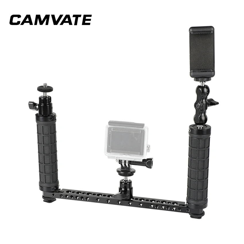 Двойная резиновая рукоятка CAMVATE с креплением для мобильного телефона и моноподом для камеры C2273