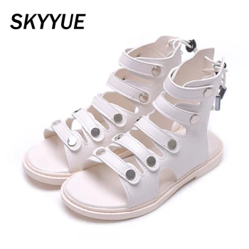 

Summer Kids High Gladiator Sandals Children Black Princess Sandals Baby Girls Soft Brand Shoes Sweet Dress Sandals Fashion Shoes