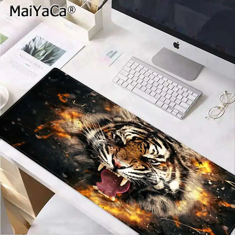 MaiYaCa, мой любимый коврик для мыши с тигром,, большой коврик для мыши, клавиатура, коврик - Цвет: Lock Edge 40X90cm