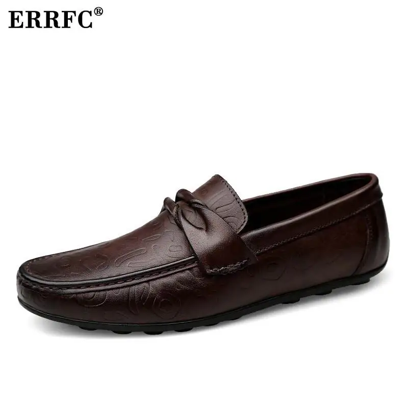

New Arrival Concise Men Brown Casual Loafer Shoes Fashion Designer Slip On Embrossed Trending Leisure Moccasin Shoes 37-47