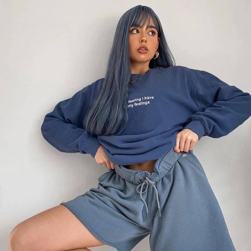 IAMSURE Streetwear Letter Print Long Sleeve Casual Loose Sweatshirt For Women Autumn Korean Fashion Oversize Pullover Harajuku